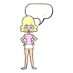 cartoon surprised woman with speech bubble N262