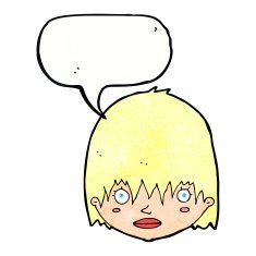 cartoon staring woman with speech bubble N47
