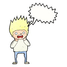 cartoon man panicking with speech bubble N63