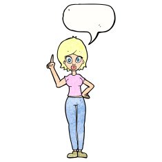cartoon woman explaining her point with speech bubble N40