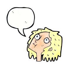 cartoon staring woman with speech bubble N48