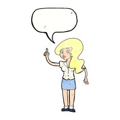 cartoon pretty woman with idea speech bubble N76