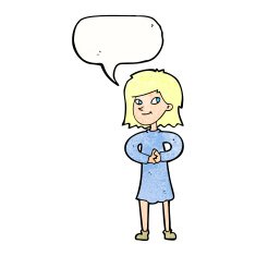 cartoon happy woman with speech bubble N278
