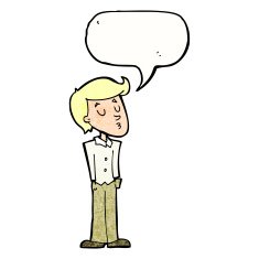 cartoon calm man with speech bubble N11