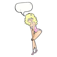 cartoon woman in lingerie with speech bubble N55