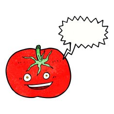 cartoon tomato with speech bubble N52