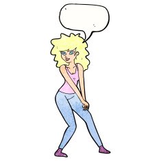 cartoon woman posing with speech bubble N31