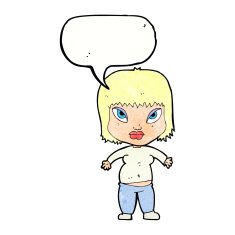 cartoon overweight woman with speech bubble N18