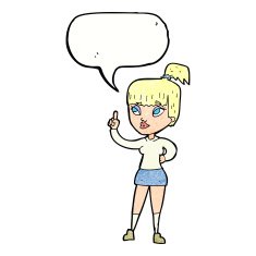 cartoon attractive girl with idea speech bubble N11