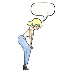 cartoon woman posing with speech bubble N32