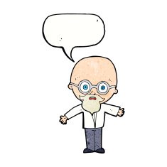 cartoon genius scientist with speech bubble N11