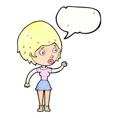 cartoon woman waving with speech bubble N361