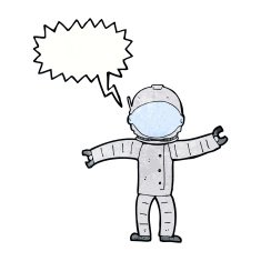 cartoon astronaut with speech bubble N133