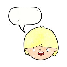 cartoon happy face with speech bubble N54
