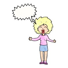 cartoon loud woman with speech bubble N10