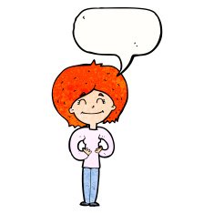 cartoon happy woman with speech bubble N280