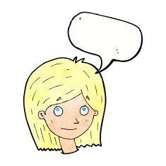 cartoon happy female face with speech bubble N202