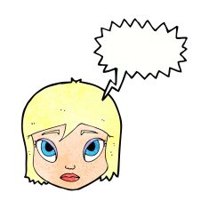 cartoon female face with speech bubble N169