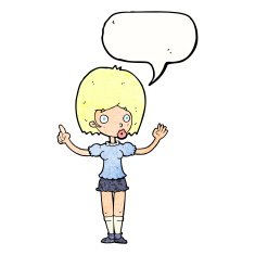 cartoon woman explaining her point with speech bubble N41