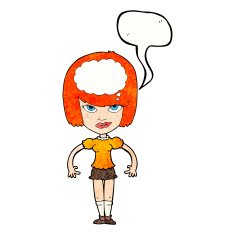 cartoon woman with idea speech bubble N273