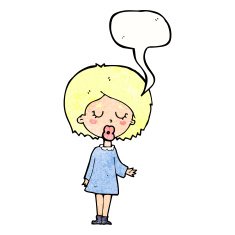 cartoon woman explaining her point with speech bubble N43