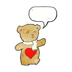 cartoon teddy bear with love heart speech bubble N3