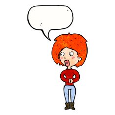 cartoon surprised woman with speech bubble N268