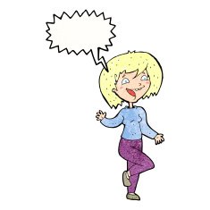 cartoon laughing woman with speech bubble N11