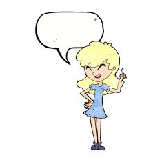 cartoon girl making point with speech bubble N11
