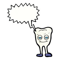 cartoon smiling tooth with speech bubble N11