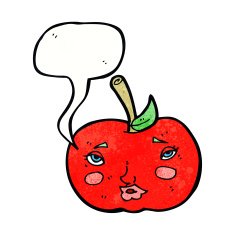 cartoon apple with face speech bubble N22