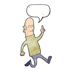 cartoon bald man with idea speech bubble N22