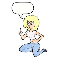 cartoon sitting woman with idea speech bubble N11