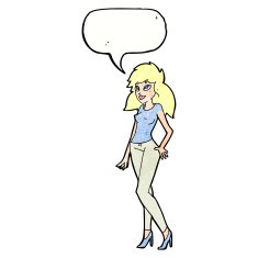 cartoon pretty woman with speech bubble N299