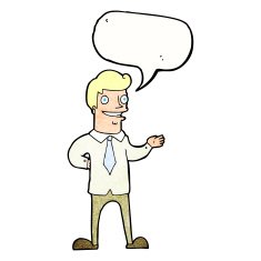 cartoon salesman with speech bubble N11