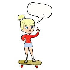 cartoon skater girl with speech bubble N11
