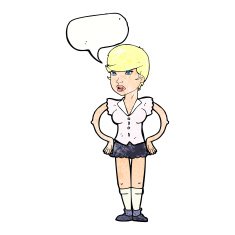 cartoon woman with hands on hips speech bubble N235