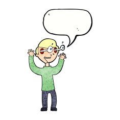 cartoon man with popping out eyes speech bubble N32