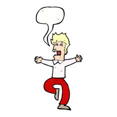cartoon terrified man with speech bubble N233