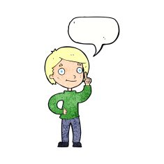 cartoon boy with idea speech bubble N77
