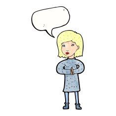 cartoon calm woman with speech bubble N11