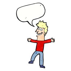 cartoon happy man with speech bubble N494