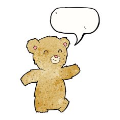 cartoon teddy bear with speech bubble N159