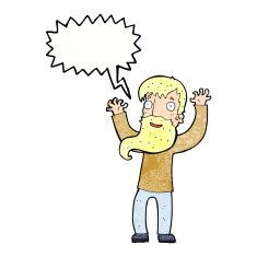 cartoon excited man with beard speech bubble N11
