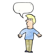 cartoon surprised man with speech bubble N148