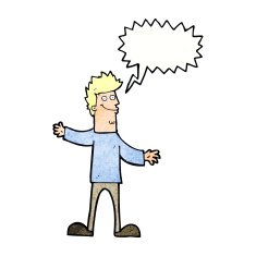 cartoon happy man with speech bubble N495