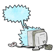 cartoon computer game with speech bubble N3