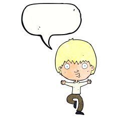 cartoon excited boy with speech bubble N154