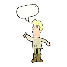cartoon poor man with speech bubble N11