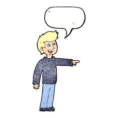 cartoon happy man pointing and laughing with speech bubble N10